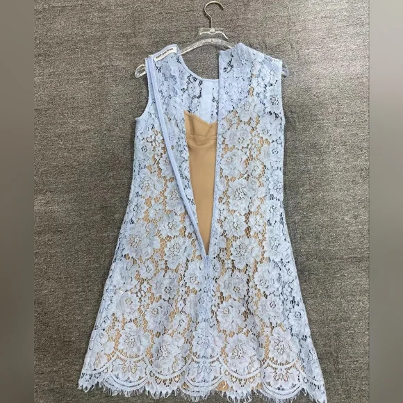 Self-Portrait Blue Fine Lace Mini Dress - Picture 6 of 11